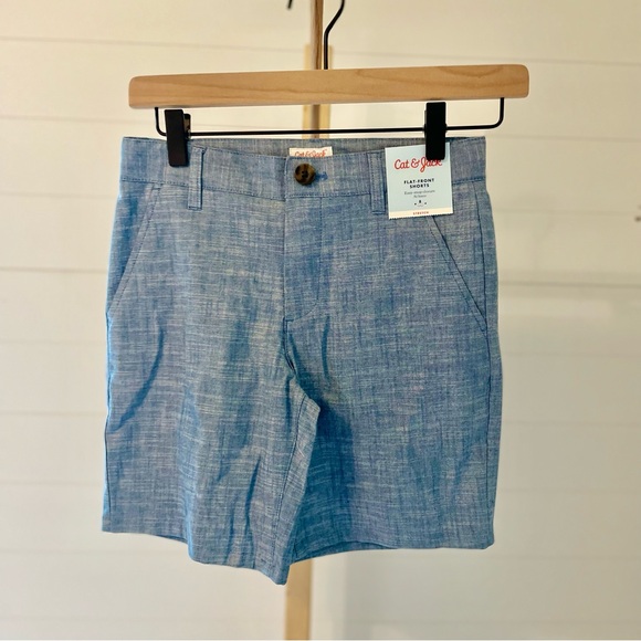 Boys' 'At the Knee' Chambray Flat Front Chino Shorts - Cat & Jack Blue - Picture 1 of 4